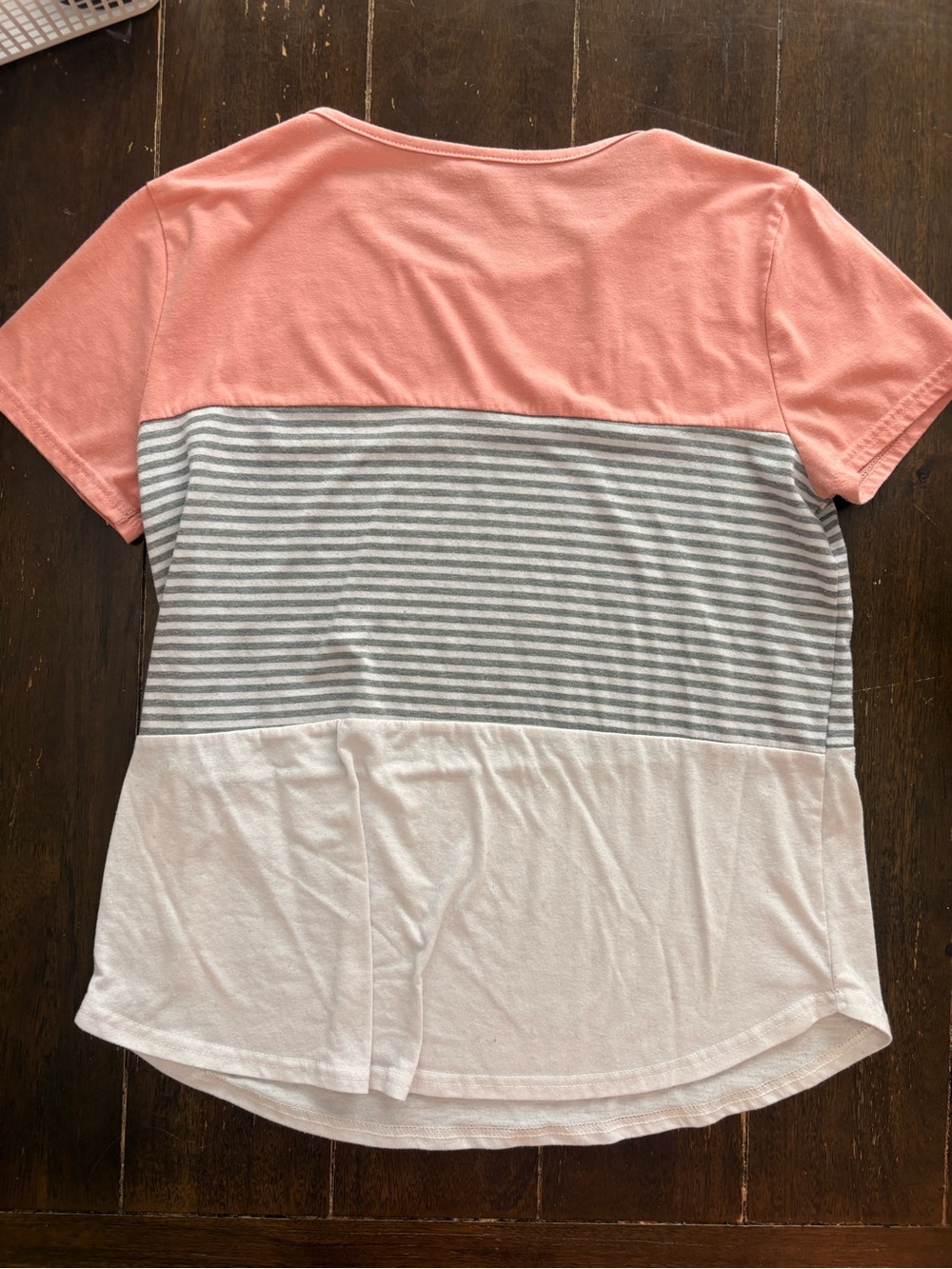 Colorblock Pink, Gray & White Casual Tee